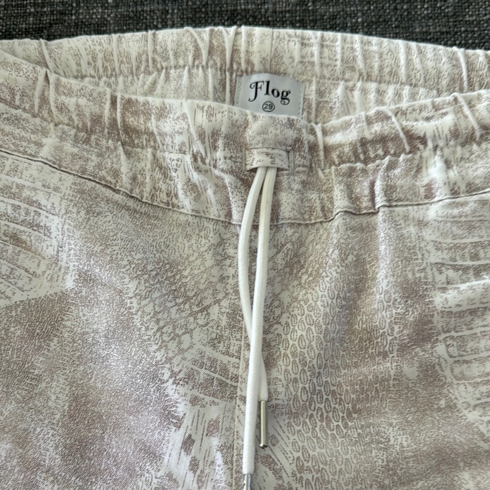 BEVY FLOG Snake Print Joggers - Cream and Pink/mauve